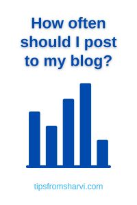 Bar chart. Text: How often should I post to my blog? tipsfromsharvi.com.