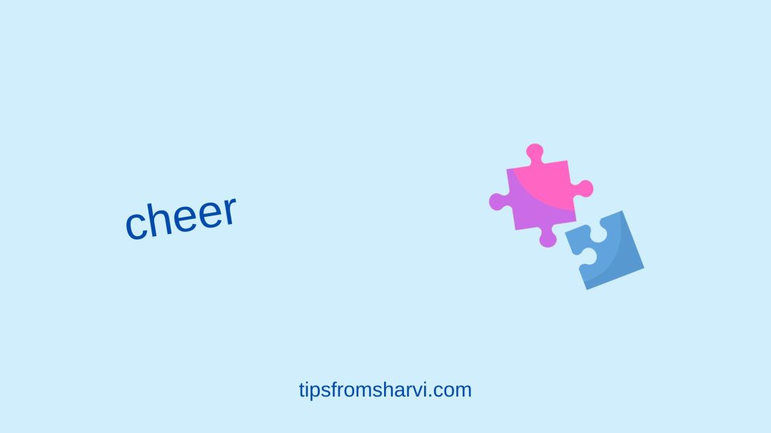 Pink blue puzzles. Text: cheer, tipsfromsharvi.com.