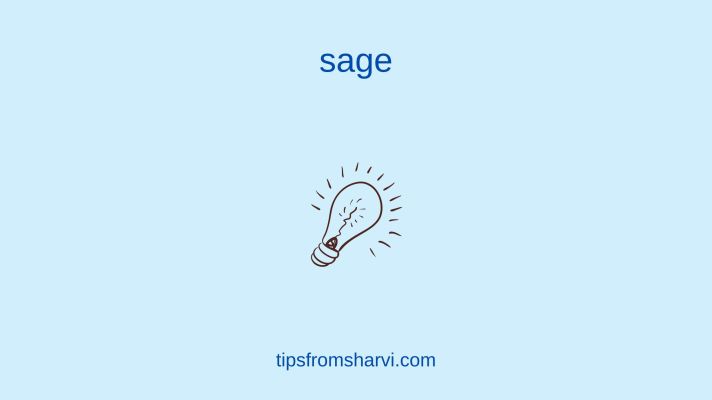 Bulb glows. Text: sage, tipsfromsharvi.com.