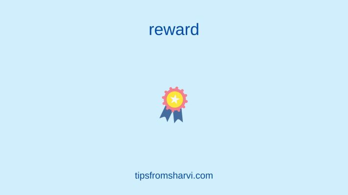 Prize badge. Text: reward, tipsfromsharvi.com.