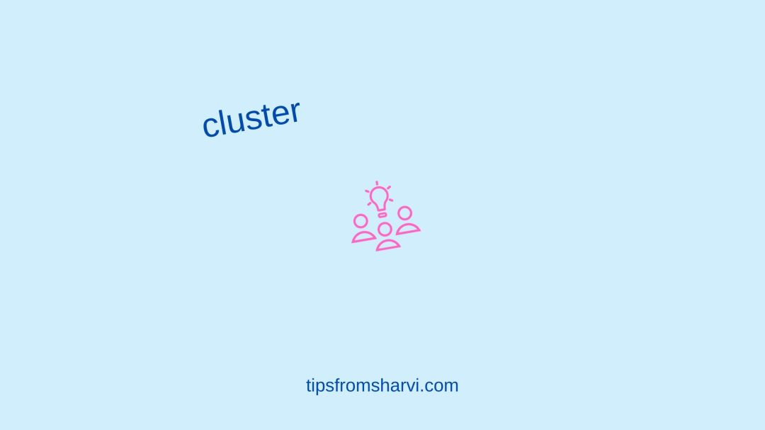 Three persons and light. Text: cluster, tipsfromsharvi.com.