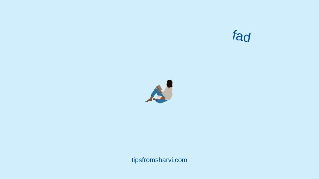 Woman book coffee. Text: fad, tipsfromsharvi.com.