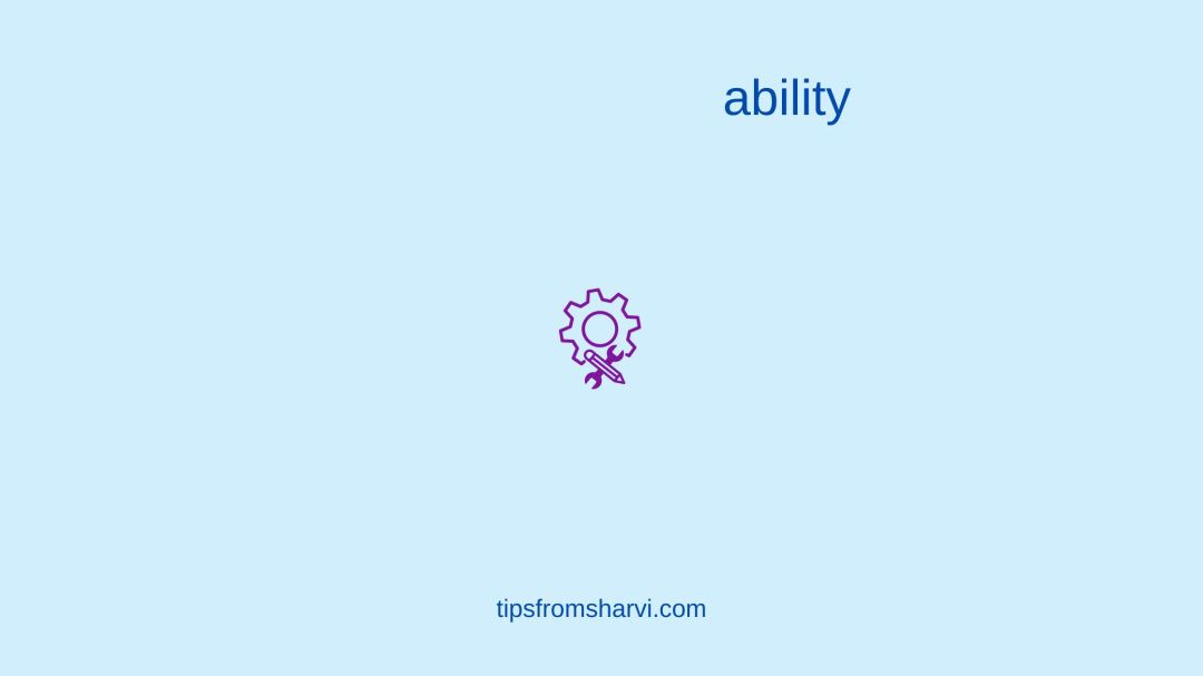 Purple pink cog pen tool. Text: ability, tipsfromsharvi.com.