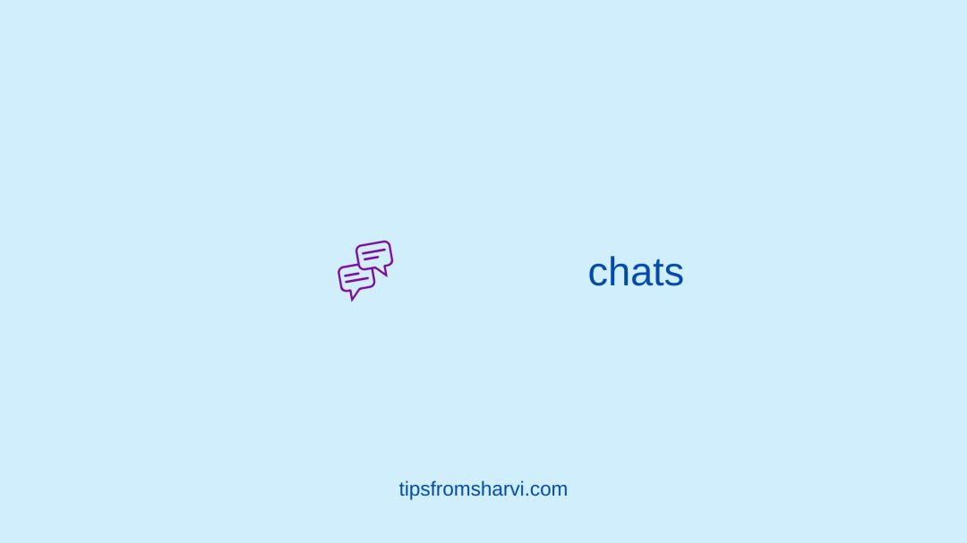 2 purple chat bubbles. Text: chats. tipsfromsharvi.com.