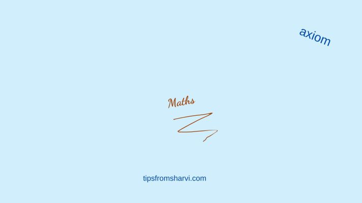 Maths word. Text: axiom. tipsfromsharvi.com.