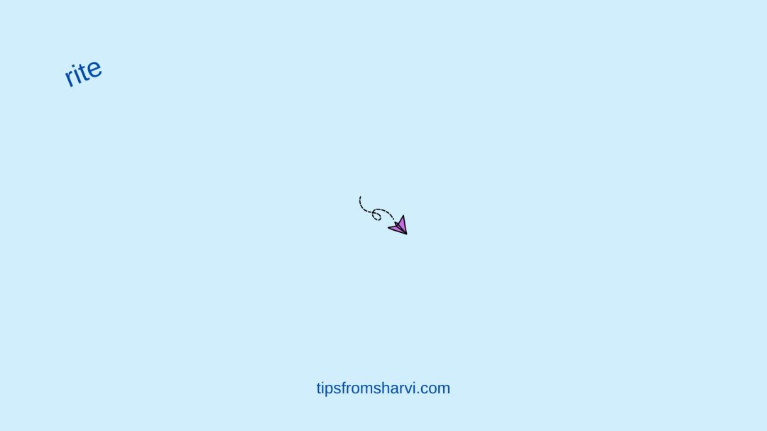 Pink object. Text: rite. tipsfromsharvi.com.